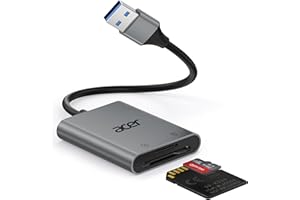 Acer SD Card Reader, High-Speed USB 3.0 to Micro SD Card Adapter, 2-in-1 Aluminum Type-A Memory Card Reader, Extended Cable,N
