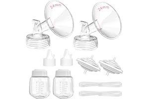 LUXEMUM Breast Pump Parts for Spectra S1/S2/9 Plus/Synergy Gold, Not Original Accessories, 24mm Set Replacements Pump Parts Include Spectra Flange/Duckbill Valve/Backflow Protector/Tubing/Bottles