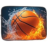 Nicokee Laptop Sleeve Bag 15.4 15.6 Inch,Basketball Ball in Fire and Water Ball Flame Protective Polyester Computer Cases Laptop Cover Briefcase Bag Tablet Travel Cover