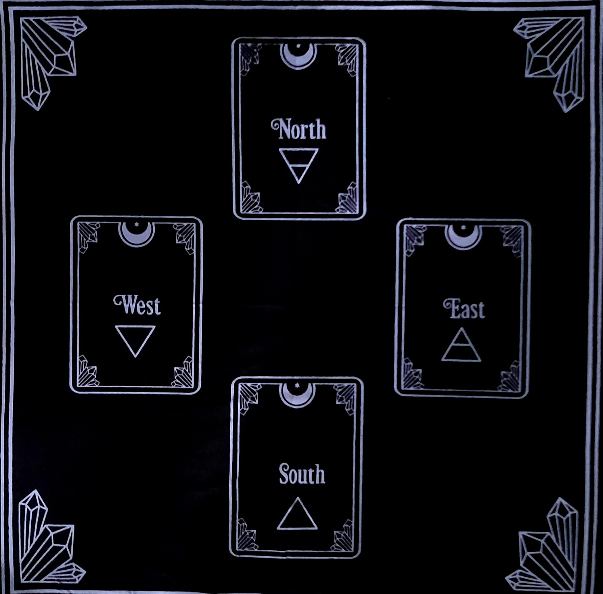 Altar Tarot Card Cloth Tablecloth Compass Directions Astrology Tarot Divination Cards Table Cloth Tapestry Black Witchcraft Man Cave Room Bar Home Wall Decor Compass Card 26 x 26 Inches