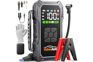 YaberAuto 10-in-1 Jump Starter with Air Compressor 6000A 150PSI Portable Car Battery Jump Starter (All Gas/10L Diesel) Jump Box Car Battery Jumper Starter Portable Jumper Cables, Gloves, 150WDC, Light