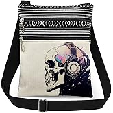 XiaoGalaee Halloween Gifts for Women Skull Messenger Bag Adjustable Strap Crossbody Pouch Zipper Present