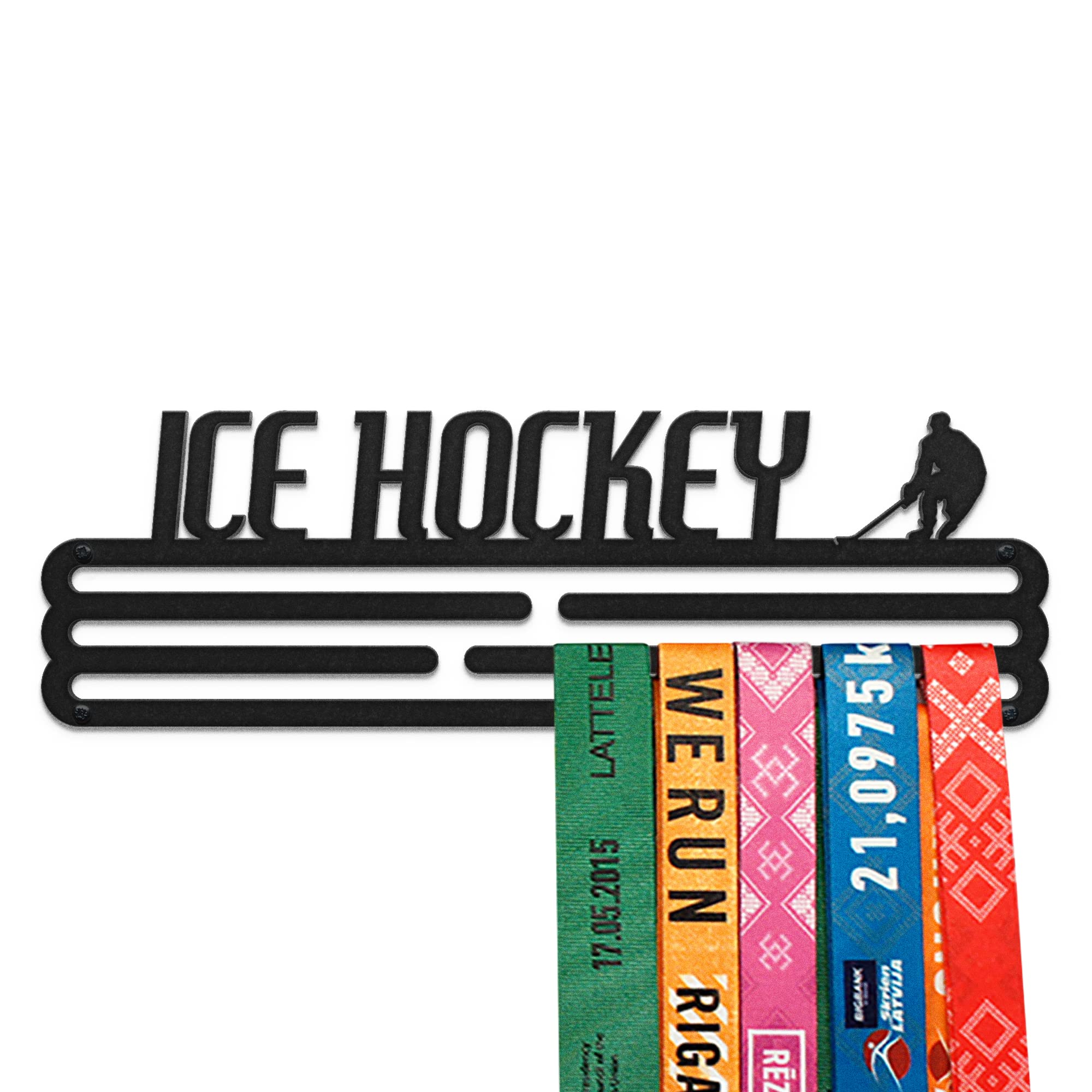 United Medals ICE HOCKEY Sport Medal Hanger Display | Matte Black Steel Medal holder | Awards display rack for up to 30 medals