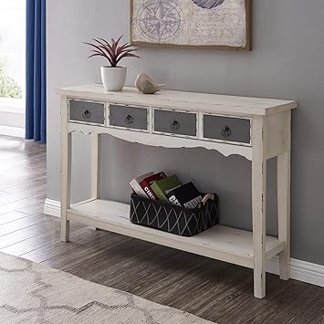 Amazon Com Belleze Hand Painted Distressed Antique White Finish
