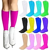 Toulite 12 Pairs Figure Skating Socks Ice Skating Socks for Women Girl Roller Skate Stocking Light Opaque Stocking