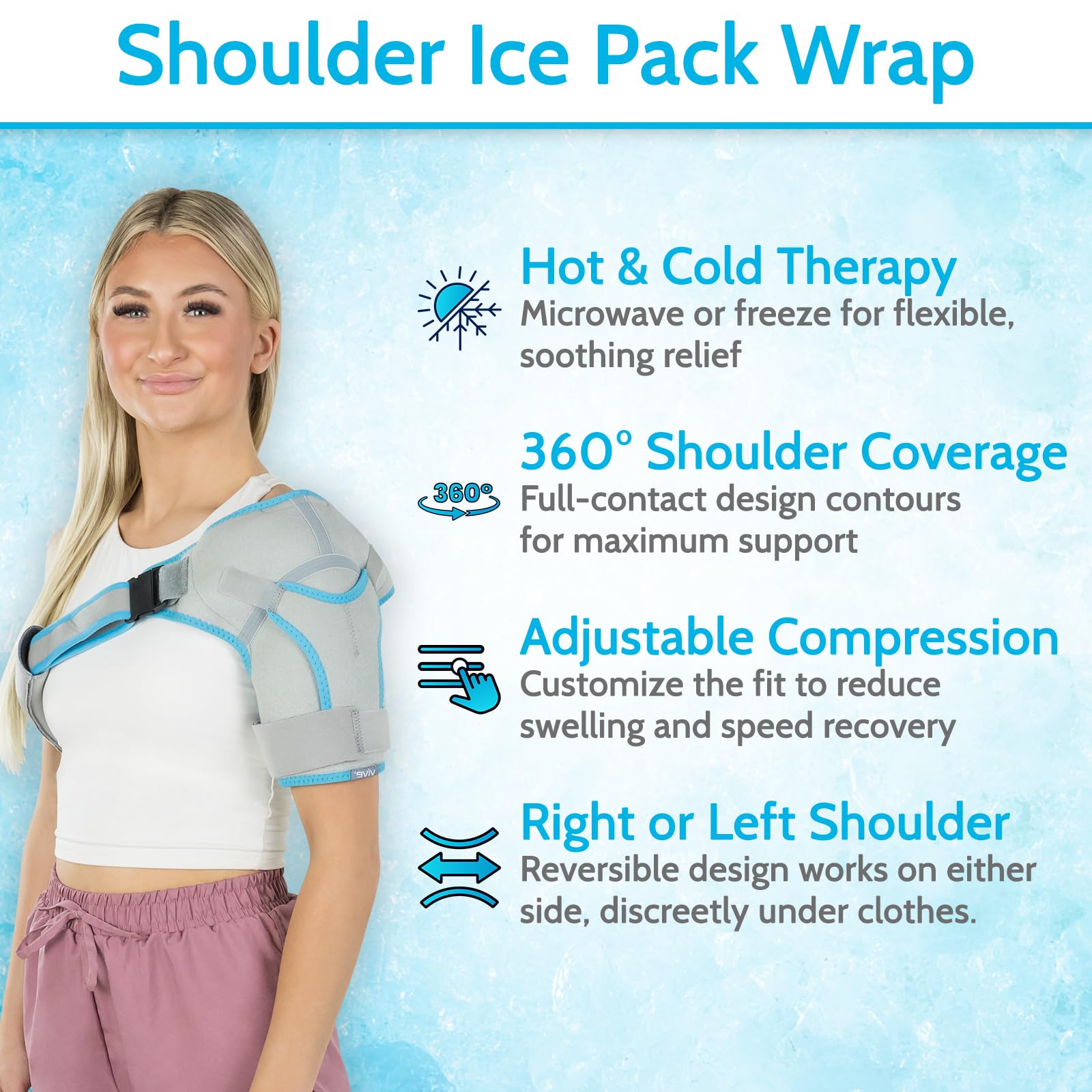 Arctic Flex Shoulder Ice Pack Brace - Cold Reusable Cool Gel Wrap, Hot Therapy - Immobilizer Compression Stability Support for Tendonitis, Dislocated Joint, Left and Right Rotator Cuff Arm Pain Relief