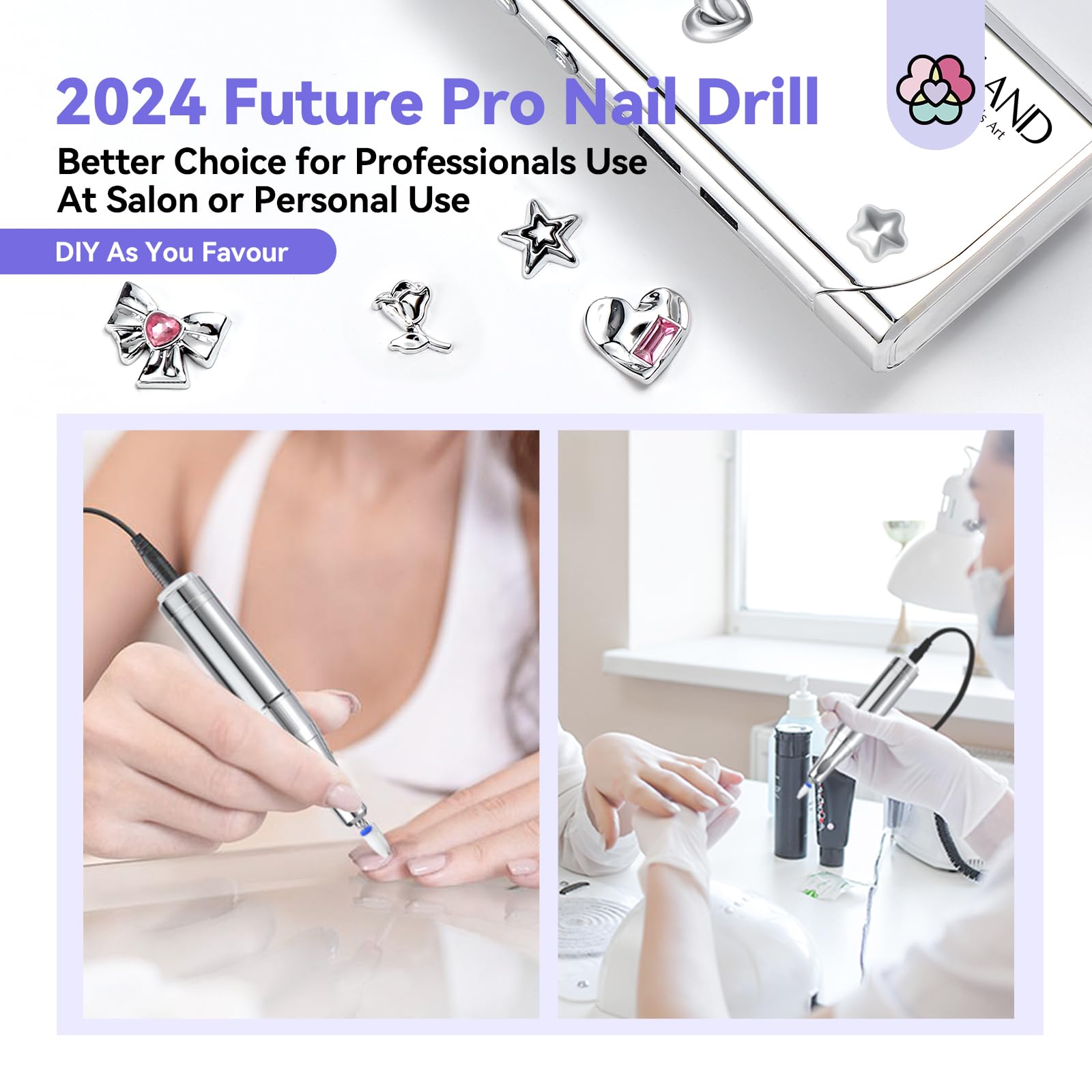 SAVILAND Electric Nail Drill Professional: 2024 Pro Future Tech 40000RPM Nail Drill Kit E File for Acrylic Nails Gel Polish Rechargeable 6000mAh Portable Nail Filer Drill Bits Salon - Image 7