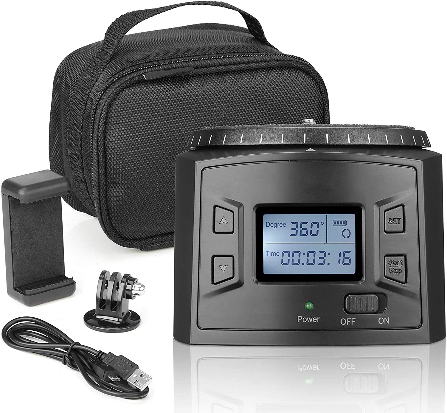 Movo/Sevenoak Programmable Panoramic Time-Lapse Tripod Head with Adjustable Rotating Angle, Direction, and Speed - Compatible with Smartphones, GoPro, Mirrorless and DSLR Cameras up to 4.4 Lbs