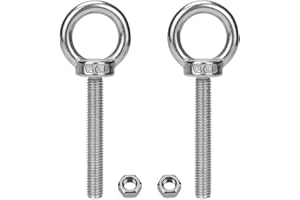 VMUTER 2 Pack M12 Stainless Steel Eye Bolts with Nuts 3.2" Thread Length - Eyebolts for DIY, Furniture, Swing, and Outdoor Use M12 x 80