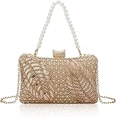 Gets White Pearl Clutch Purses for Women Wedding Bride Evening Bag Formal Party Clutches Tote Handbag Prom Shoulder Bags