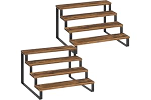 YATINEY Spice Rack Set of 2, Wooden Display Riser Stand, Tiered Countertop Organizers, Versatile Spice Rack Organizer, Space 