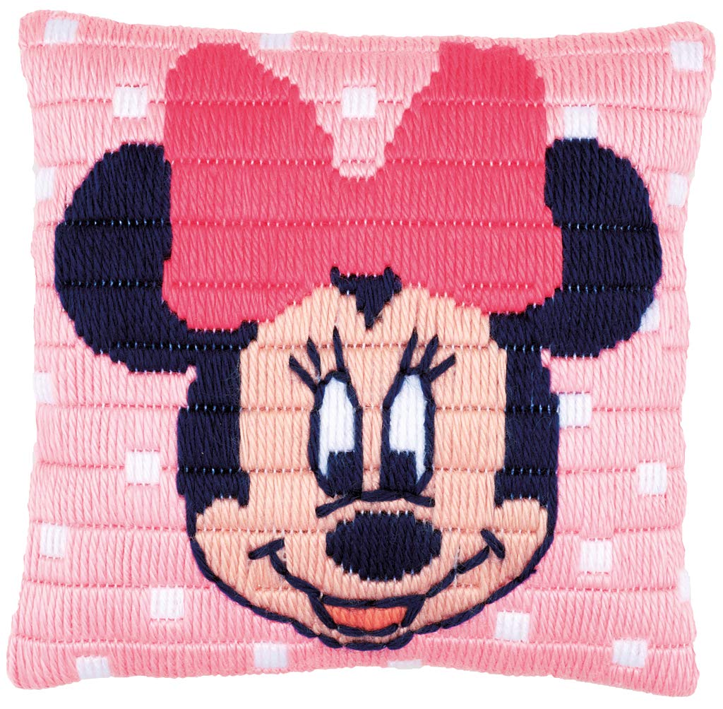 Vervaco Long Stitch Cushion Kit Disney Minnie Mouse, Cotton, Multi-Colour, 25 x 25 x 0.3 cm PN-0169203