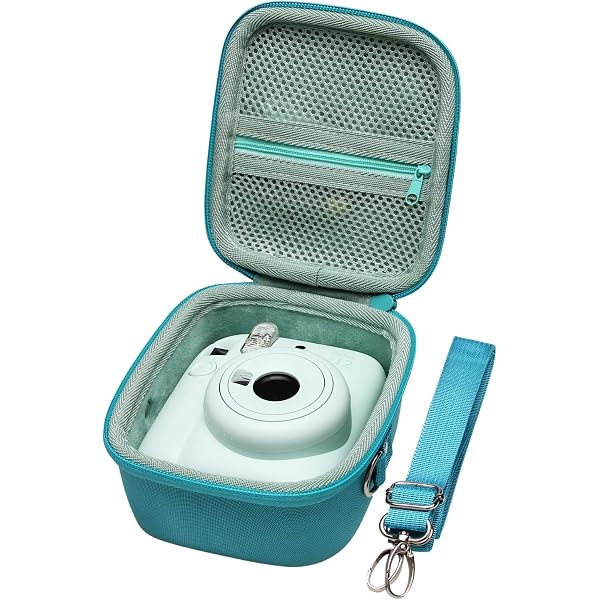TONYLAIJIANTAO Custodia per fotocamera compatibile con fotocamera istantanea Fujifilm Instax Mini 12 11 9 8, in pelle PU, con 64 tasche, 2 x 3 mini album fotografici, Blu, Tracolla