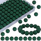 WEWAYSMILE 80Pcs 15mm Silicone Beads for Keychain Making Bulk Round Dark Green Silicone Focal Beads for Pens to DIY Beaded Pens Necklace Lanyard Bracelet Jewelry