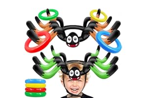 TURNMEON 10 PCS Giant Halloween Ring Toss Games Inflatable Spider for Kids Adult Indoor Outdoor Carnival Family Party Games Spider Toys Halloween School Party Favors (2 Giant Spiders, 8 Rings)