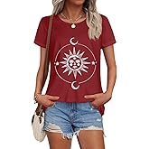 T Shirts for Women Summer Short Sleeve Crewneck Casual Cute Graphic Basic Tees Tops