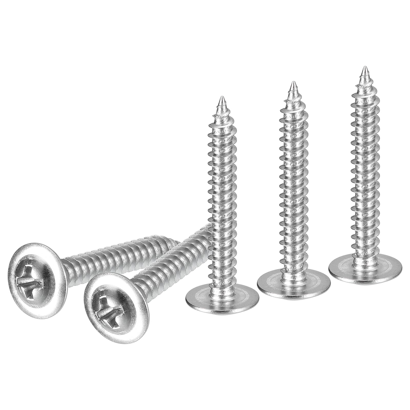 DTGN #8x1-1/4 Sheet Metal Screws - 200 Pack - for Wood, Furniture - Stainless Steel 410 Phillips Truss Head Self Tapping Pointed Tail Wood Screws - Silver — image 1