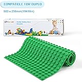 Fansteck Bauplatte für DUPLO, Selbstklebende Große Bauplatte, Sillikon Grundplatte für Große Bausteine 25.6 x 50 cm, mit Allem Großen Marken Kompatibel, Grün