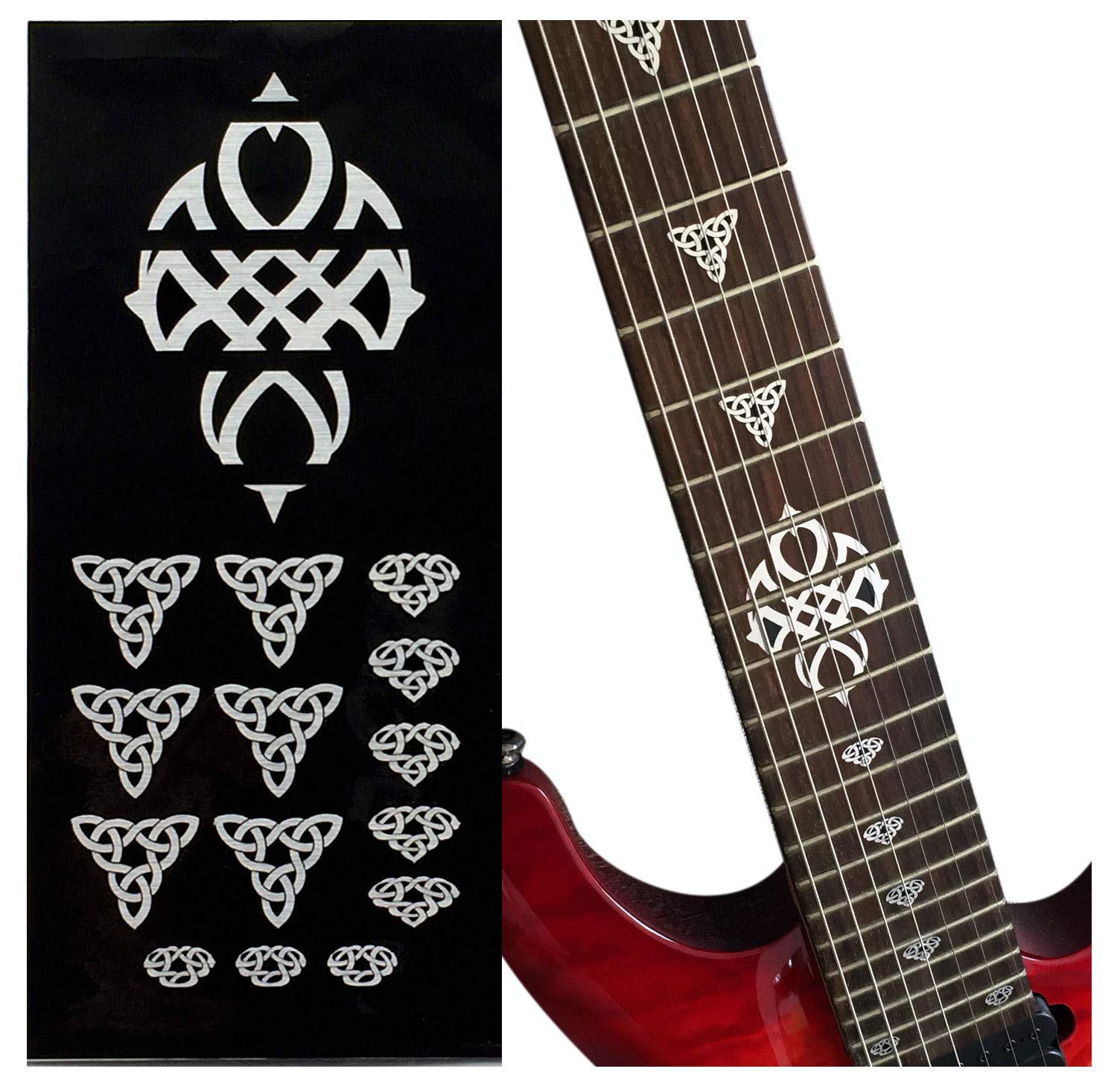 Inlaystickers Inlay Sticker Fret Markers for Guitars - Emblem 12th Fret Markers Set - Celtic Triangle Knot - Metallic F-287CK-G