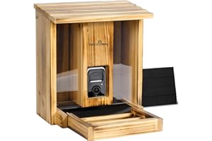 MIXXIDEA Wooden Squirrel Feeder with Camera, Smart Squirrel Feeder with Solar Panel and 32G SD Card, 2K HD+ Video, Cloud Storage, Large Capacity, Ideal for Nature Lover
