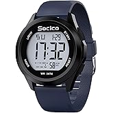 SOCICO Mens Digital Watch Sports Waterproof Outdoor Large Face Military Watches with Stopwatch Back Light Alarm Date Display