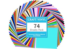 Lya Vinyl 74 Pack Permanent Vinyl for Cricut - Self Adhesive Vinyl with 2 Transfer Paper for Decor Sticker, Party Decoration - 40 Color Vinyl for Cricut & Cameo