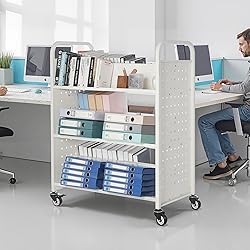 VEVOR Rolling Library Book Cart, 330 lbs