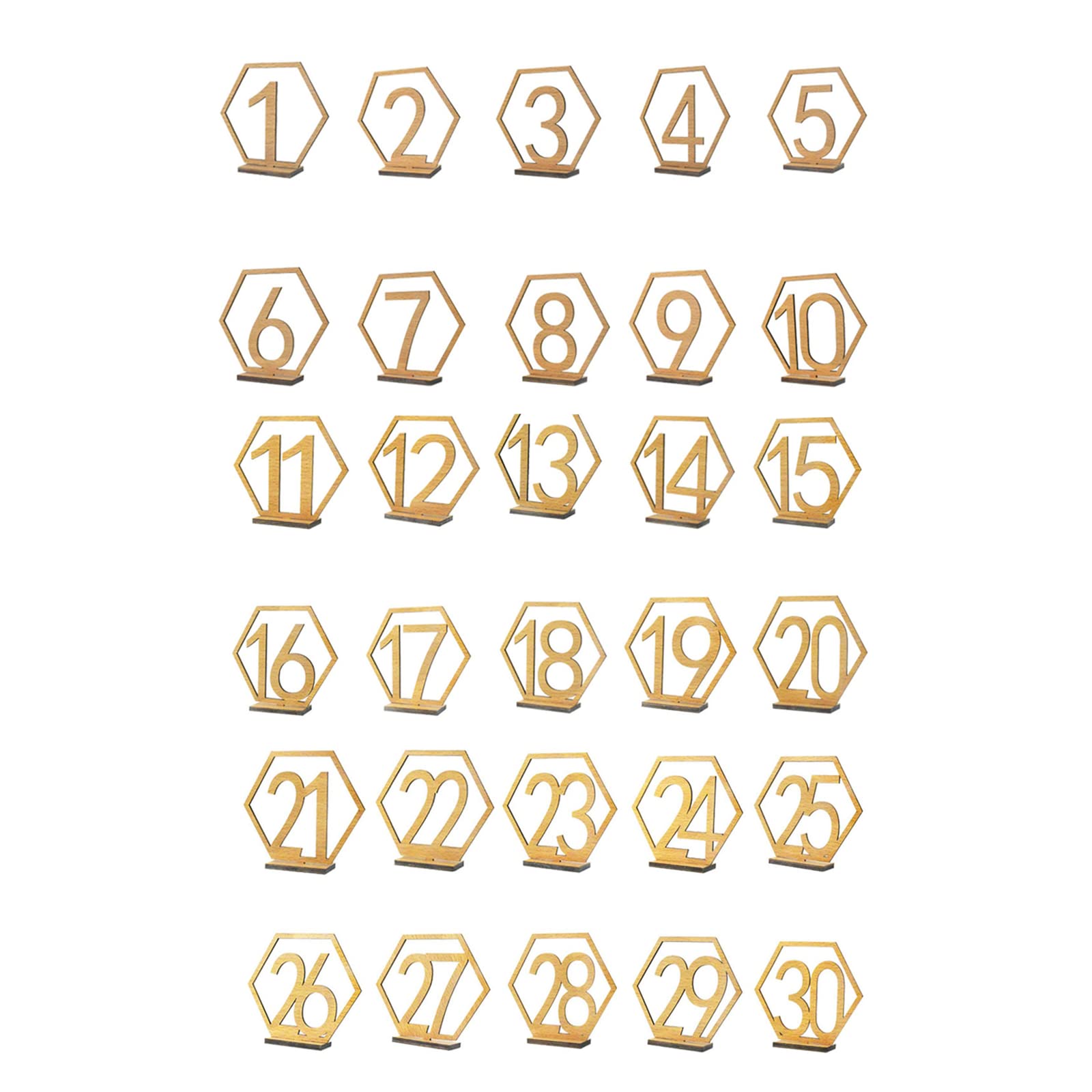 JYCRA 30 PCS Wooden Table Numbers Wedding Table Card with Sturdy Holder,1 to 30 Wood Wedding Table Numbers