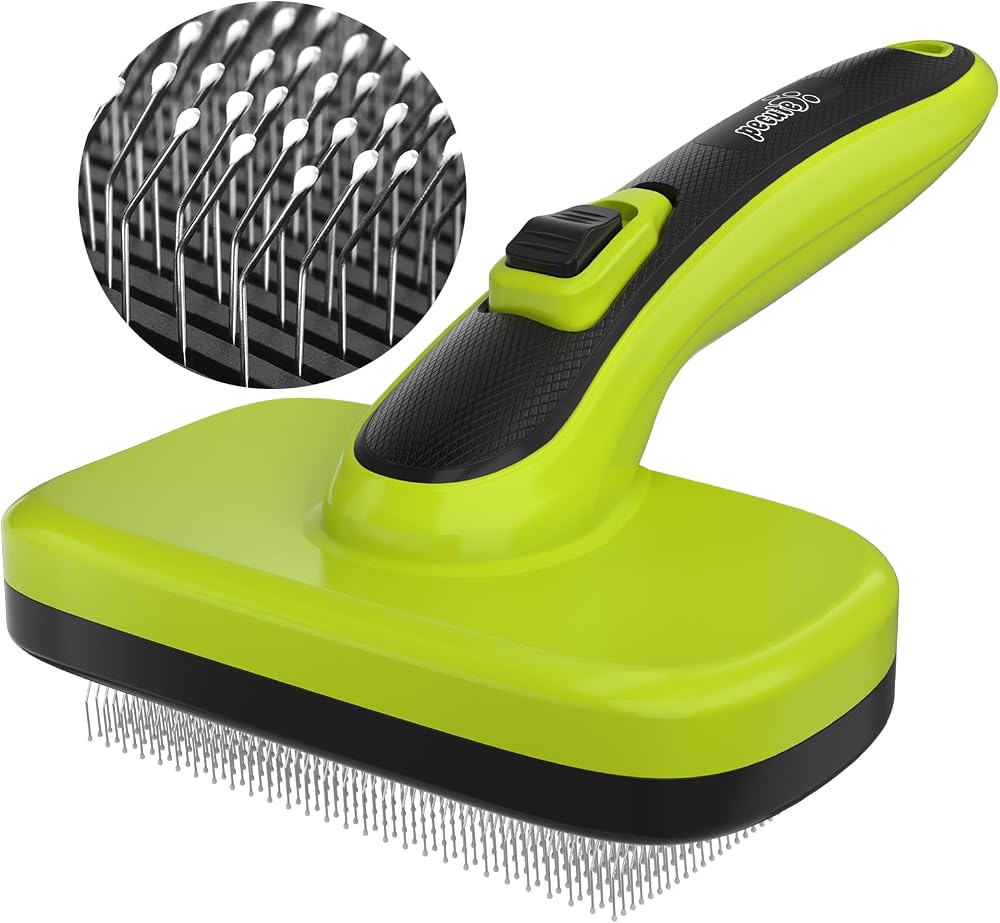 Pecute Slicker Dog Brush Self-Clean 90% Fur Removal Large Upgraded Button