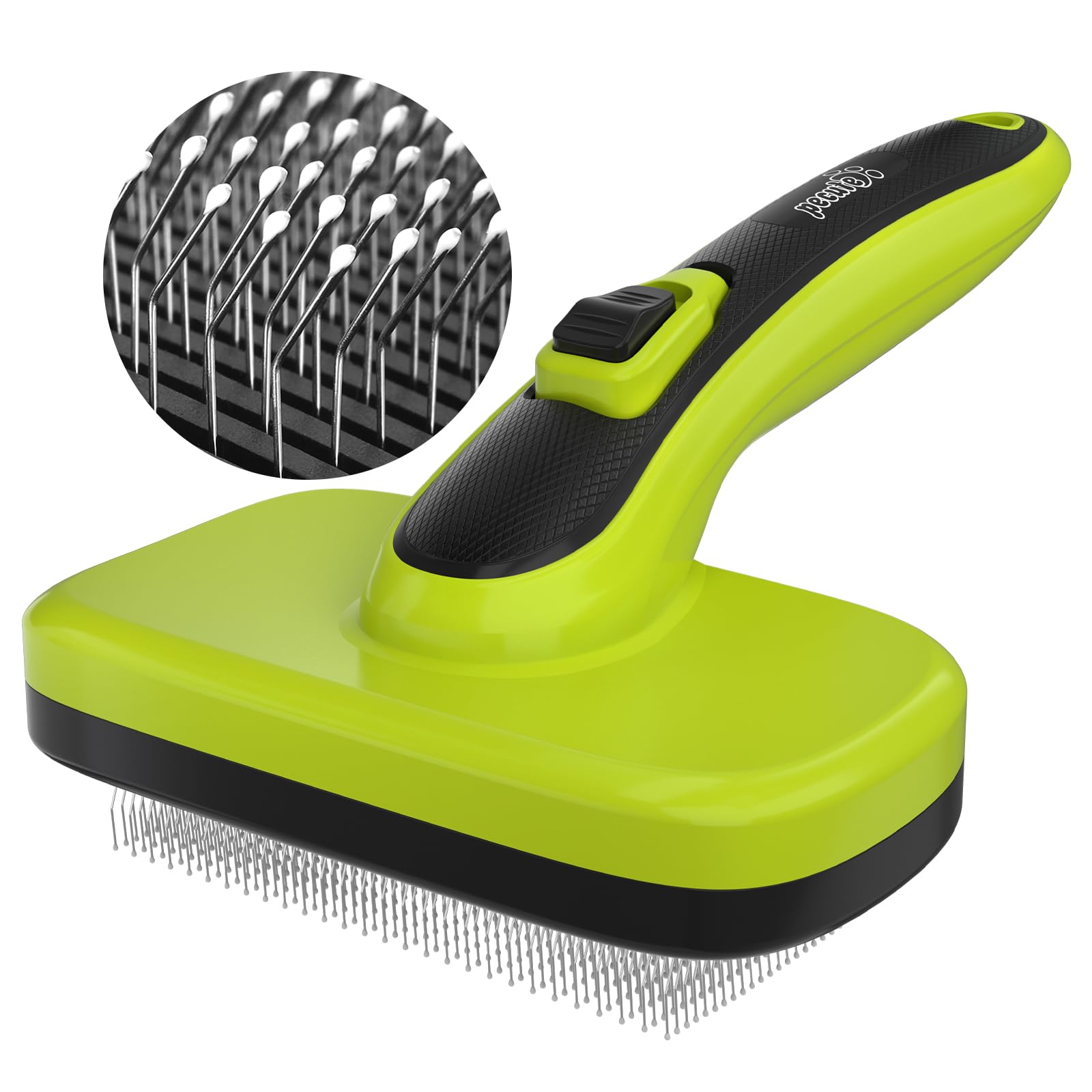 pecute Slicker Dog Brushes,Self Cleaning Pet Grooming Brush- Removes 90% of Dead Undercoat and Loose Hairs,Suitable for Medium and Long Haired Dogs Cats(Large, Upgraded Button)