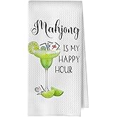 BlissfulAbon Margarita Mahjong Kitchen Towels - Mahjong Gifts Decorative Waffle Weave Dish Towels, Margarita Gifts Hand Towel, Tea Towel, 16x24 Inch