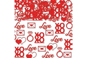 YYBD 100Pcs Red Confetti Set Glitter Paper Love Letters Heart Confetti Metallic Foil Sequin for Wedding Bridal Shower Engagem