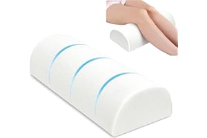 urnexttour Knee Pillow for Side Sleepers Memory Foam Leg Pillows for Sleeping Yoga Bed Half Moon Bolster Pillow for Neck Pain Relief with Pillowcase 20.5x8x4.5 Inches(Air Layer White, Standard Size)