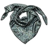 Helder Creek Co Wild Rag Silk Scarf 36 inch Western Cowboy Bandana Square Silky Wild Rags,Paisley Pattern Scarves