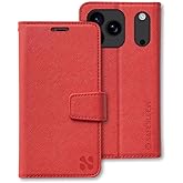 SafeSleeve Wallet Leather Case for iPhone 17 Pro Max EMF Blocker for Cell Phone with 3 Card Holder & Adjustable Stand – Magnetic Closure, and Magnetic Folio Protection for Daily Use (Red)