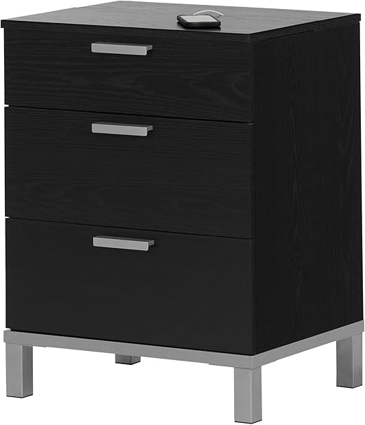 South Shore Furniture Flexible 2 Drawer Nightstand With Charging Station And Drawers Black Oak Amazon Ca Home Kitchen