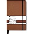 Minimalism Art, Premium Hard Cover Notebook Journal, Classic 5" x 8.3", 122 Numbered Pages, Gusseted Pocket, Ribbon Bookmark, Extra Thick Ink-Proof Paper 120gsm, San Francisco (Dotted, Brown)