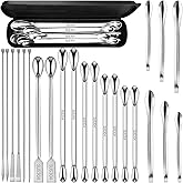 Artcome 23 Pcs 304 Stainless Steel Micro Spoop & Lab Spatula Set - Mixing Spatula - Laboratory Sampling Scoop - Powder Scoop