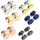 Awinrel Mens Womens Stud Earrings Fake Plugs Cheater Illusion Ear Gauges Tunnel Stainless Steel 6 Pairs