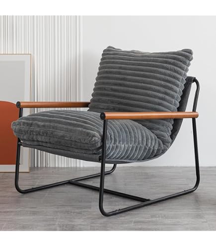 Apicizon Modern Accent Chair - Light Grey Linen Oversized Chaise Lounge With Side Pocket For Living Room Or Bedroom - View #11