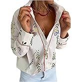 SOLY HUX Women's Button Down Shirt Printed Collared Long Sleeve Vacation Casual Blouse Tops