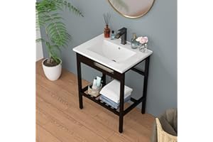 Sarlai Freestanding Bathroom Console Sink Bathroom Vanity with Sink Ceramic Console Sinks Set With Bracket Free-Standing Pedestal Utility Sinks for outdoor, Indoor