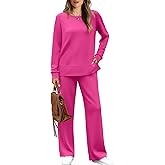 WIHOLL Women's 2 Piece Lounge Sets Sweatshirt Casual Travel Outfits Fashion Wide Leg Tracksuit Cozy Sweatsuits