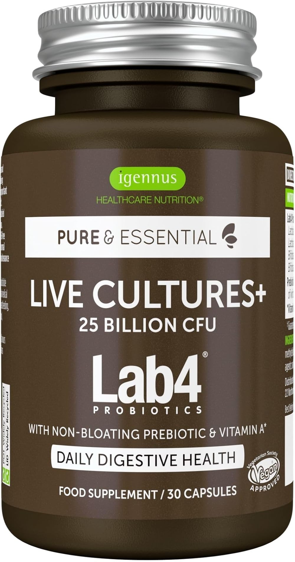 Igennus Probiotics & Prebiotics 2 in 1 25B CFU Lab4 30 Veg Caps