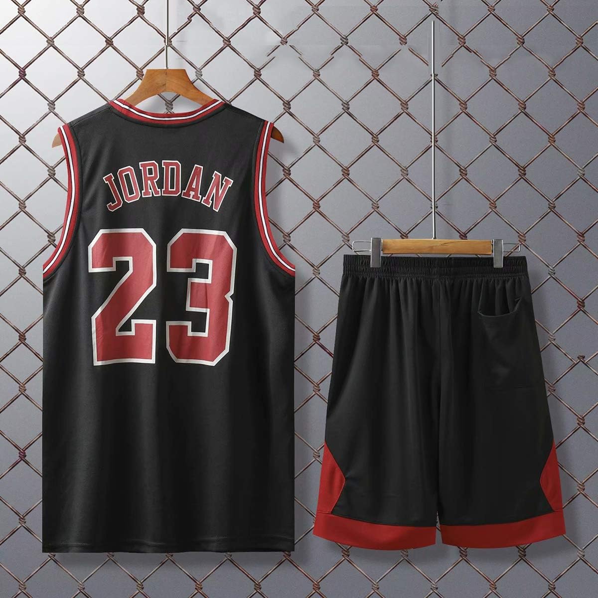 jordan 23 black and red jersey