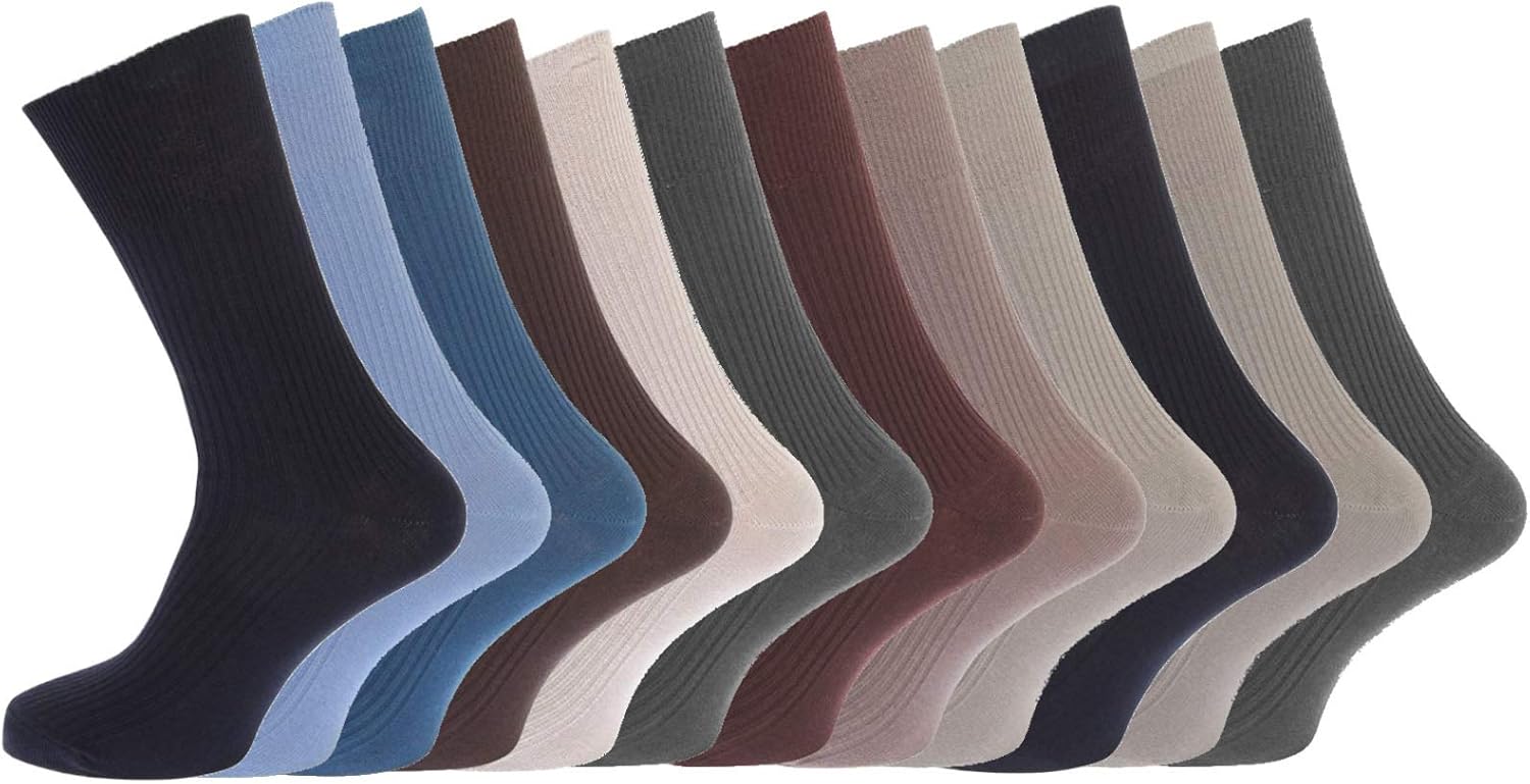 6 Pairs Mens Non Elastic Diabetic Smooth Toe Seam 100 Cotton Socks 6