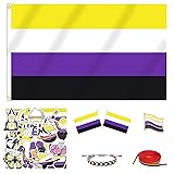 MEPLUM PRIDE 3x5 FT Nonbinary Flag Bundle with