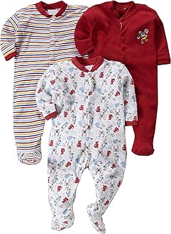 EIO100% Cotton Baby Rompers Sleepsuits Jumpsuits Night Suits for Newborn Baby Boys & Girls | Soft Infant Bodysuit | Pack of 3 Kids Rompers