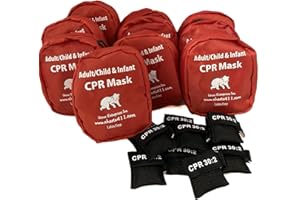URSUS ENTERPRISES INC 10 Ursus Soft Shell Adult/Child/Infant Pocket Resuscitator Rescue Masks & 10 CPR Keychains