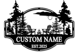 Personalized Lake House Metal Wall Decor Custom Rustic Country Home Wall Art Customized Name Sign Decor for Cabin Cottage Lak